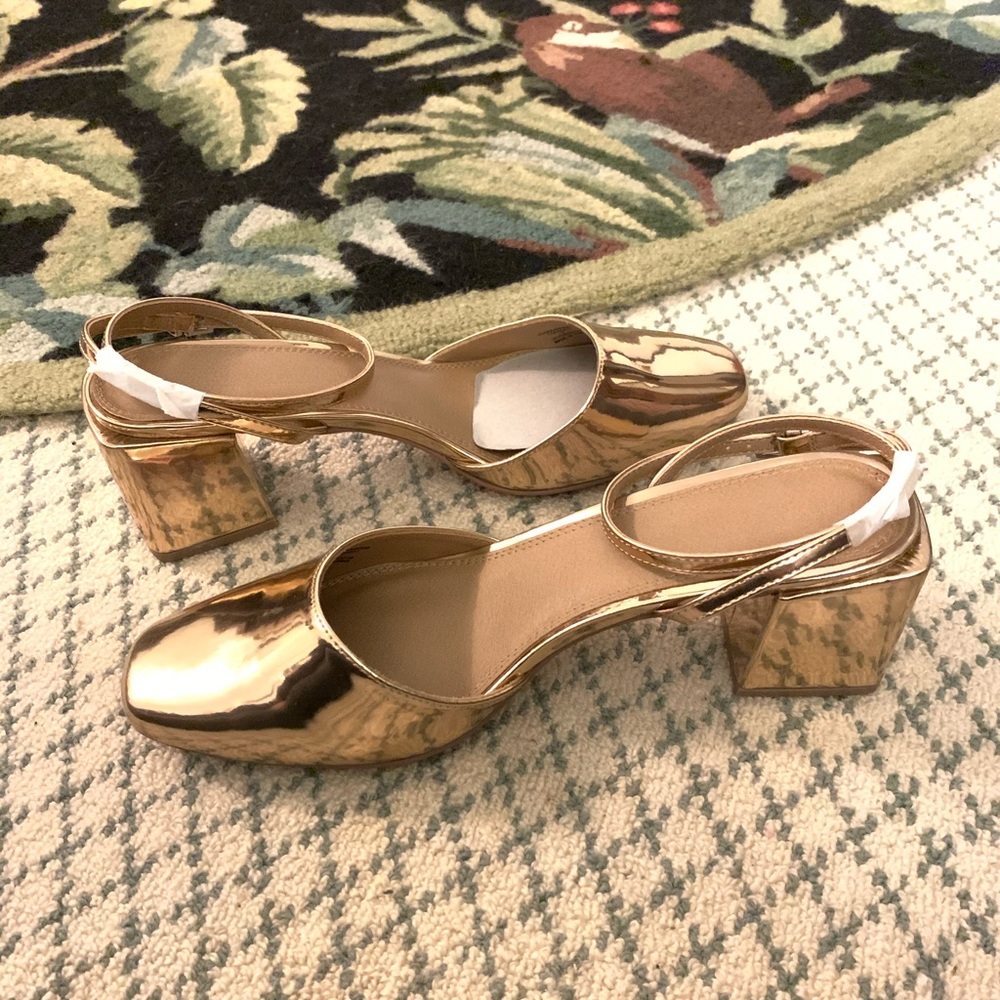 ASOS square toe block heeled in rose gold